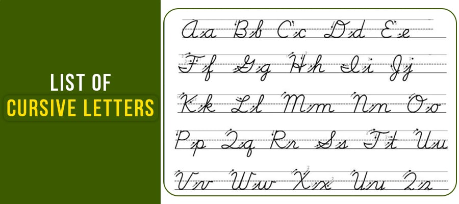list of cursive letters